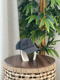 Miu Miu Crystal-Embellished Denim Baseball Cap (Black/Dark Grey)