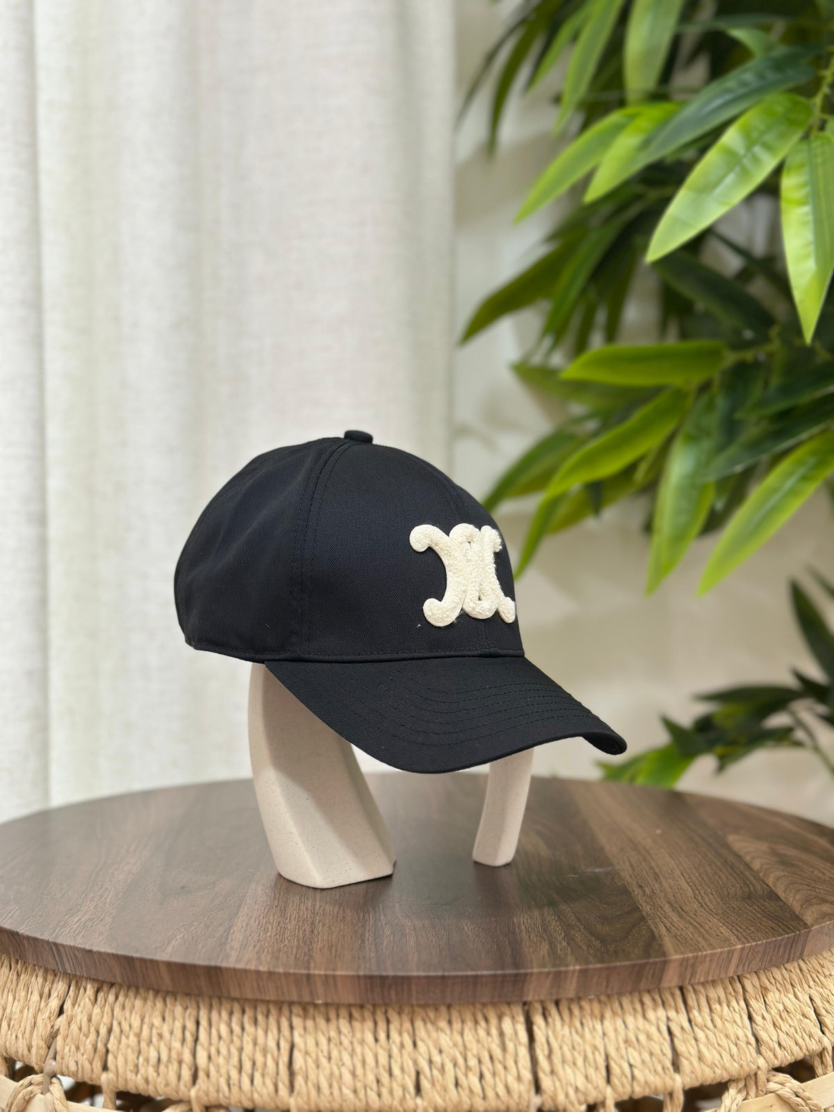 Celine Triomphe Baseball Cap (Black/Cream)