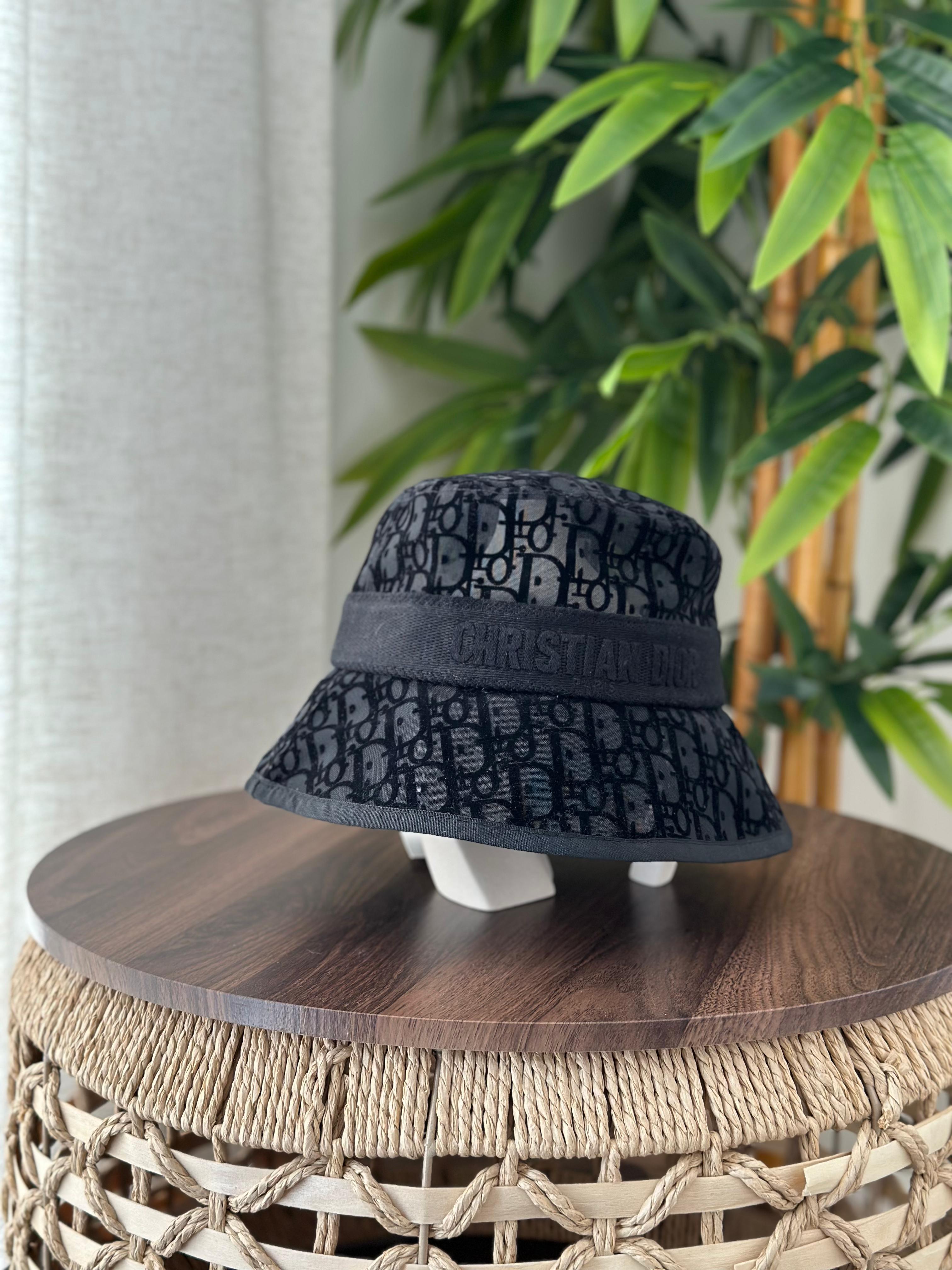 Christian Dior Teddy Dior Oblique Bucket Hat (Dark Grey / Black)