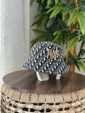 Christian Dior DiorOblique Bucket Hat with Logo Patch (Blue / Beige)