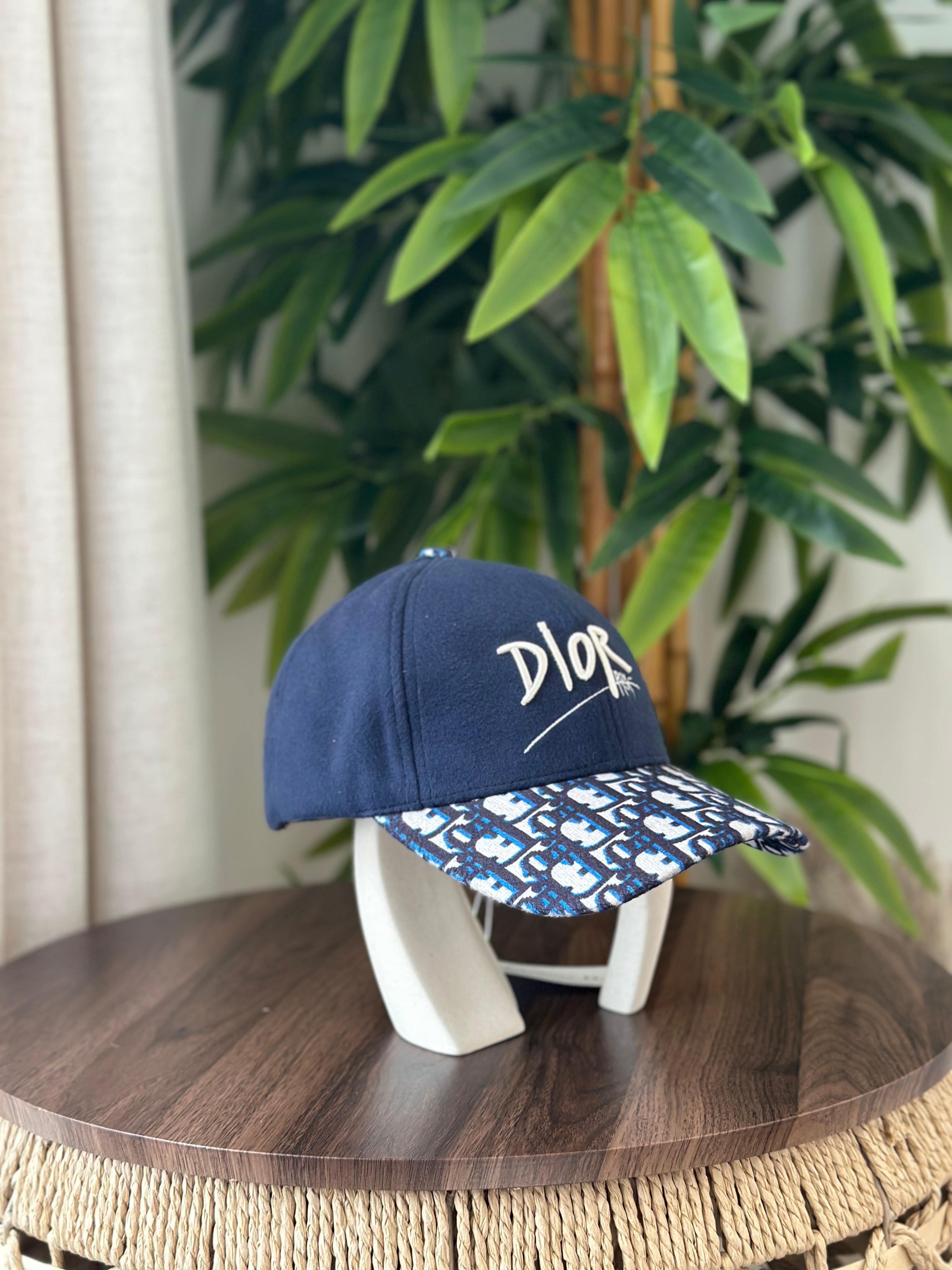 Christian Dior DiorOblique Brim Baseball Cap (Navy Blue)