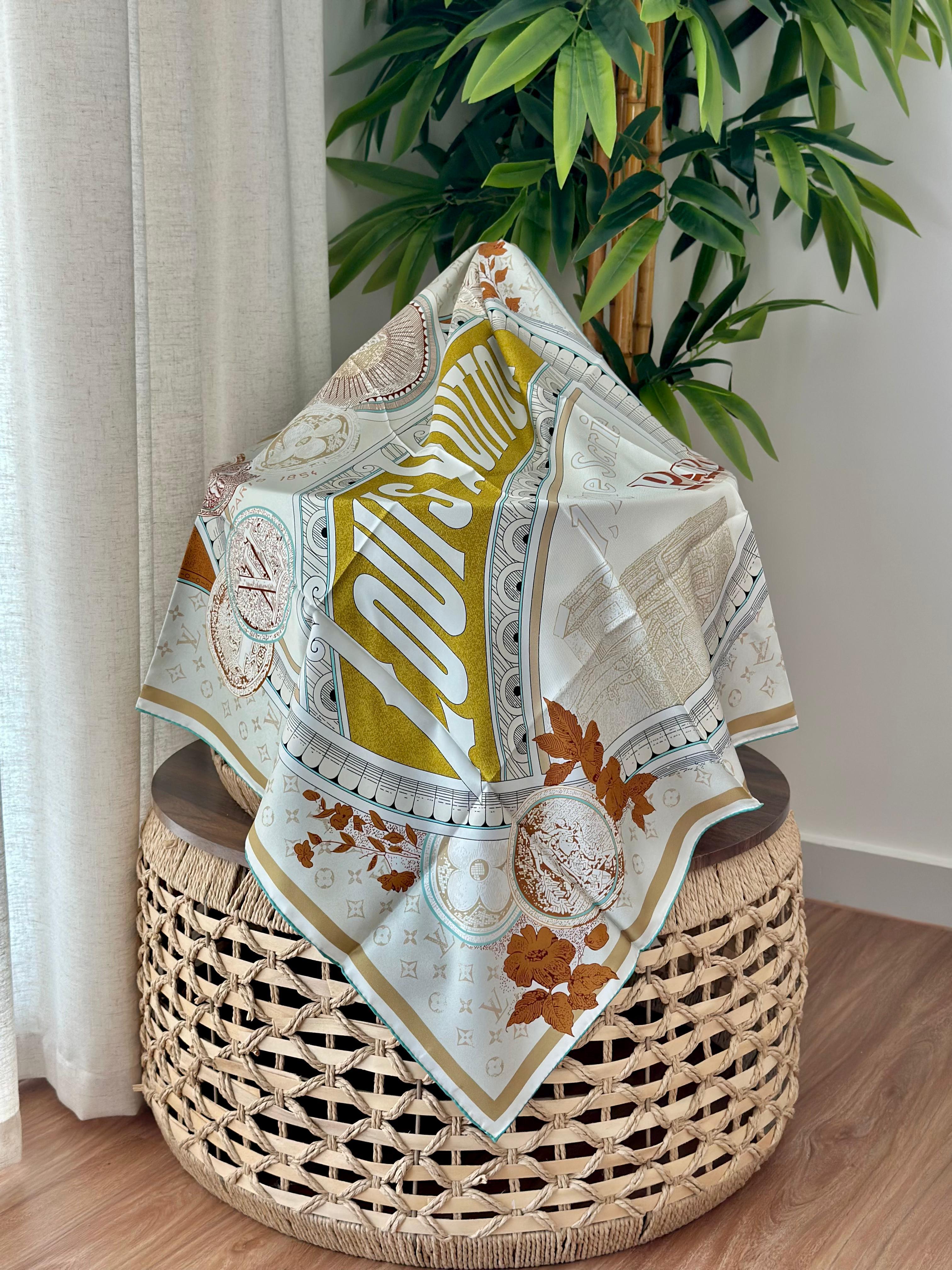 Louis Vuitton Monogram Constellation Square 90 (White/Gold/Brown)
