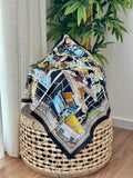 Louis Vuitton Let's Go Square Scarf (Multicolor/Black Border)