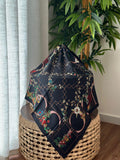 Gucci Flora Diamond Print Silk Scarf (Black)