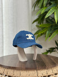 Celine Triomphe Baseball Cap (Medium Blue Denim/Cream)