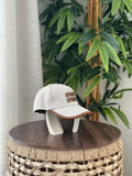 Miu Miu Leather-Trimmed Canvas Baseball Cap (White / Brown)