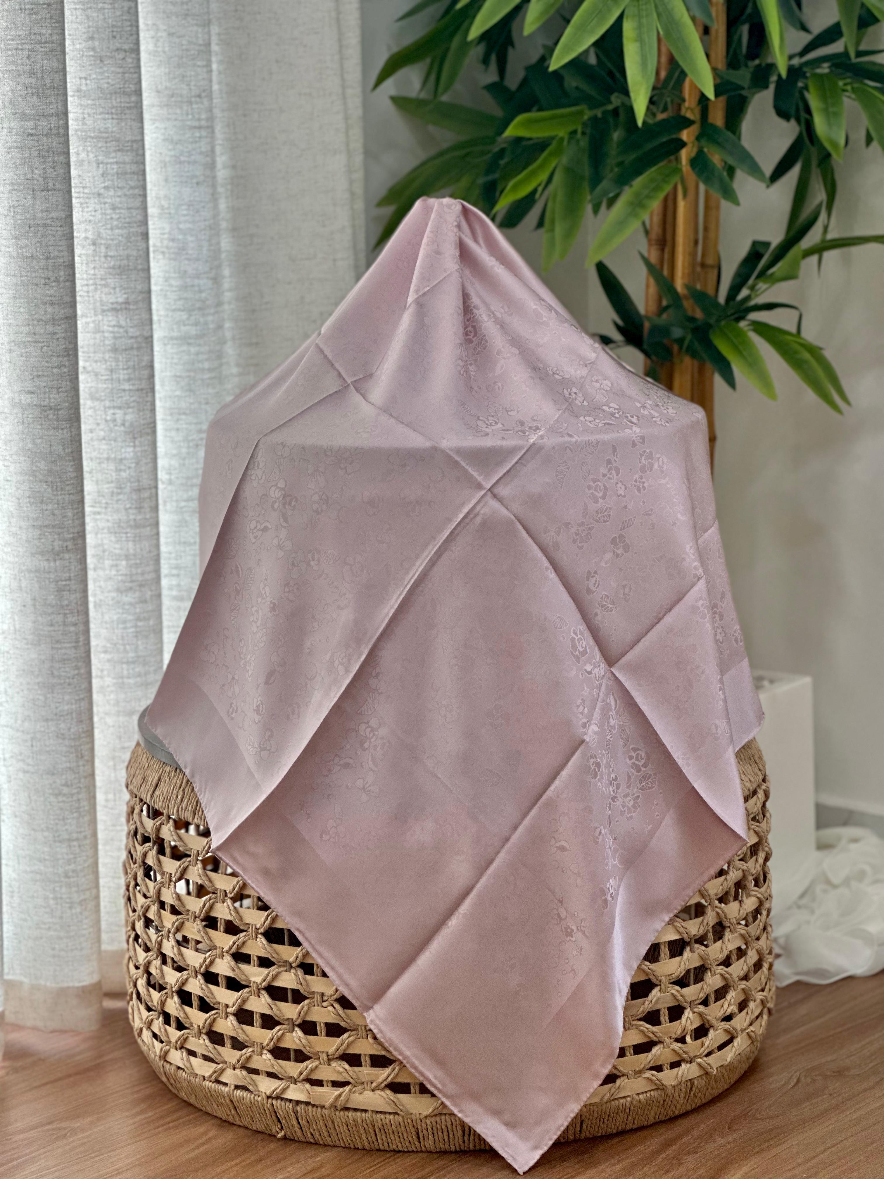 Chanel Camellia Jacquard Silk Square Scarf (Light Pink)