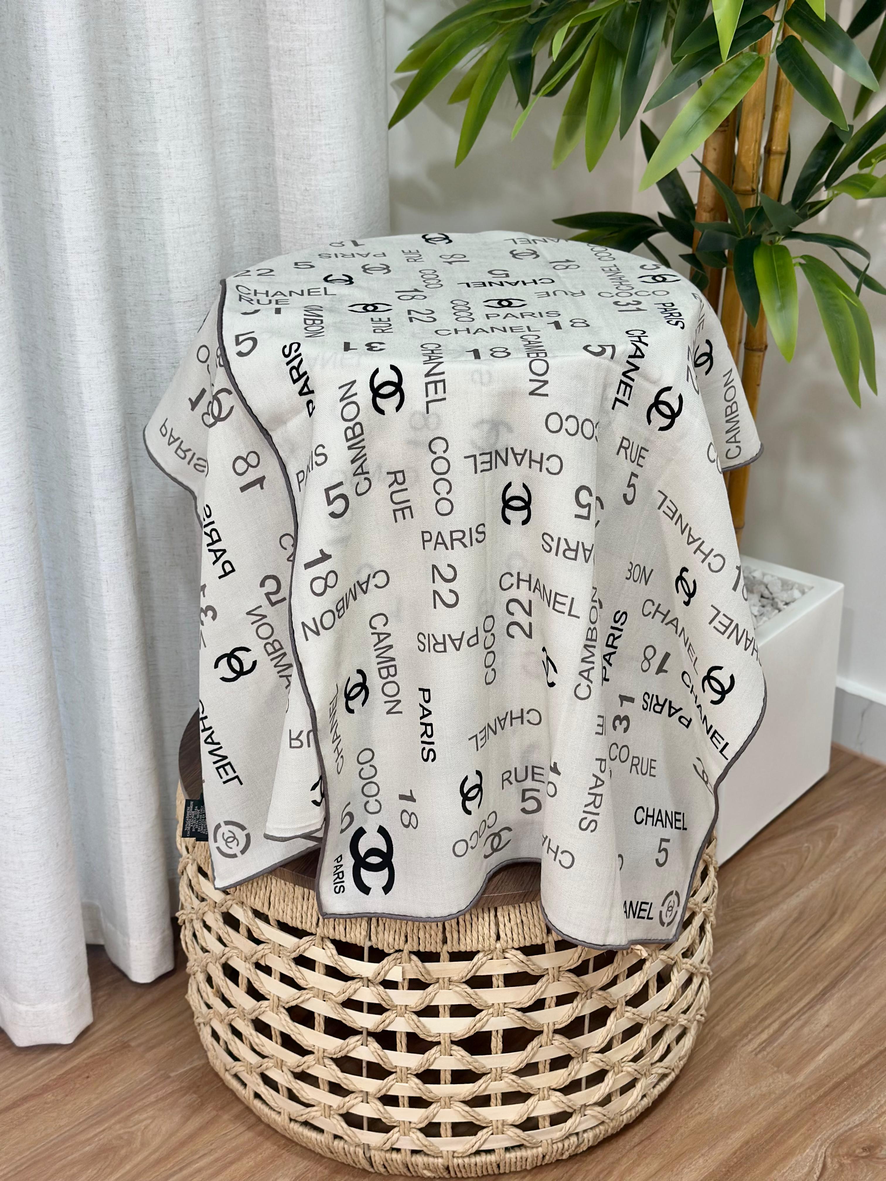 Chanel Typography CC Scarf (Grey/Black)