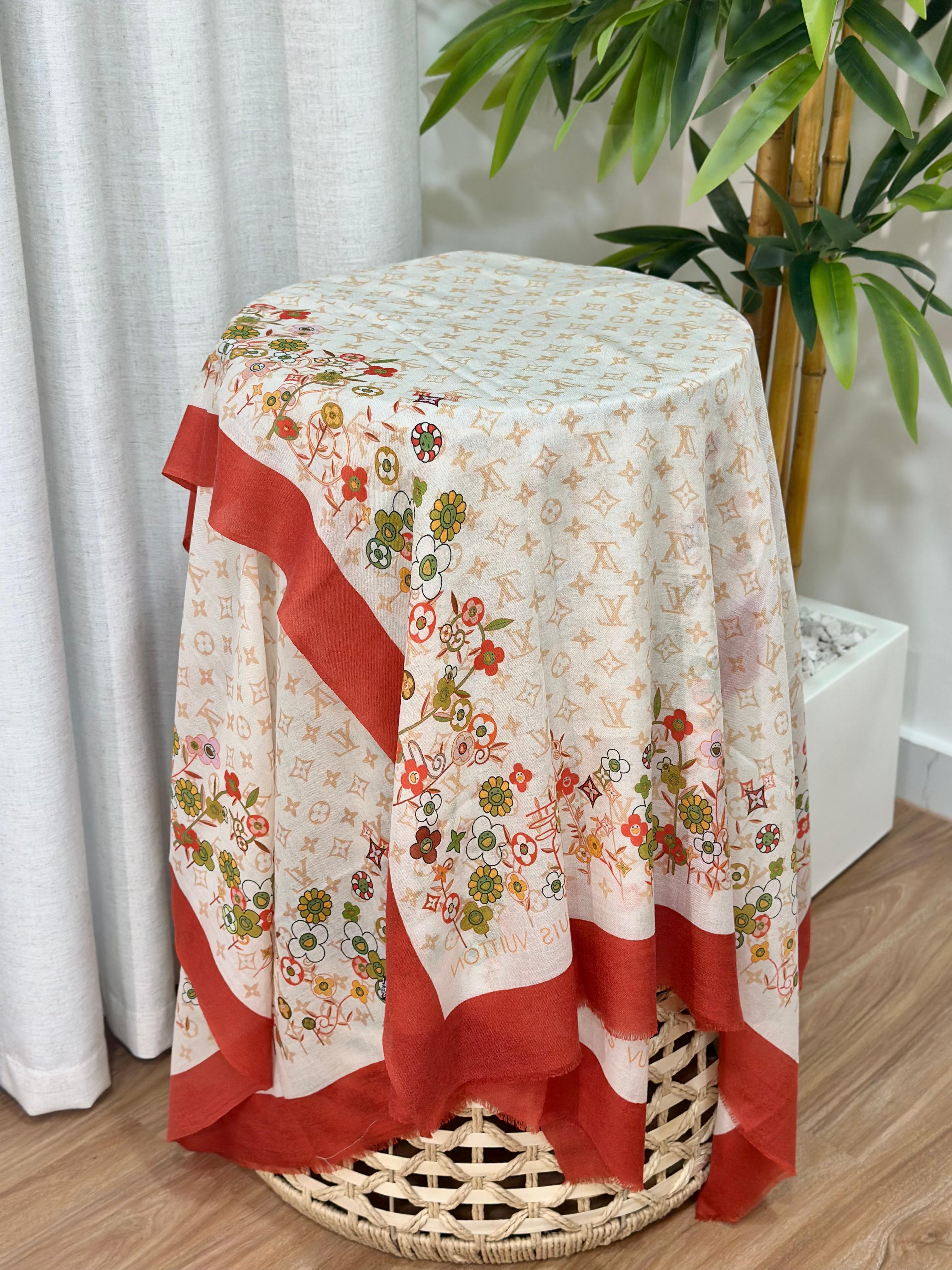 Louis Vuitton Floral Monogram Scarf (White/Red/Multi)