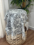 Dior Toile de Jouy Sauvage Blanket Scarf (Grey/White)