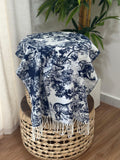 Dior Toile de Jouy Sauvage Blanket Scarf (Navy Blue/White)