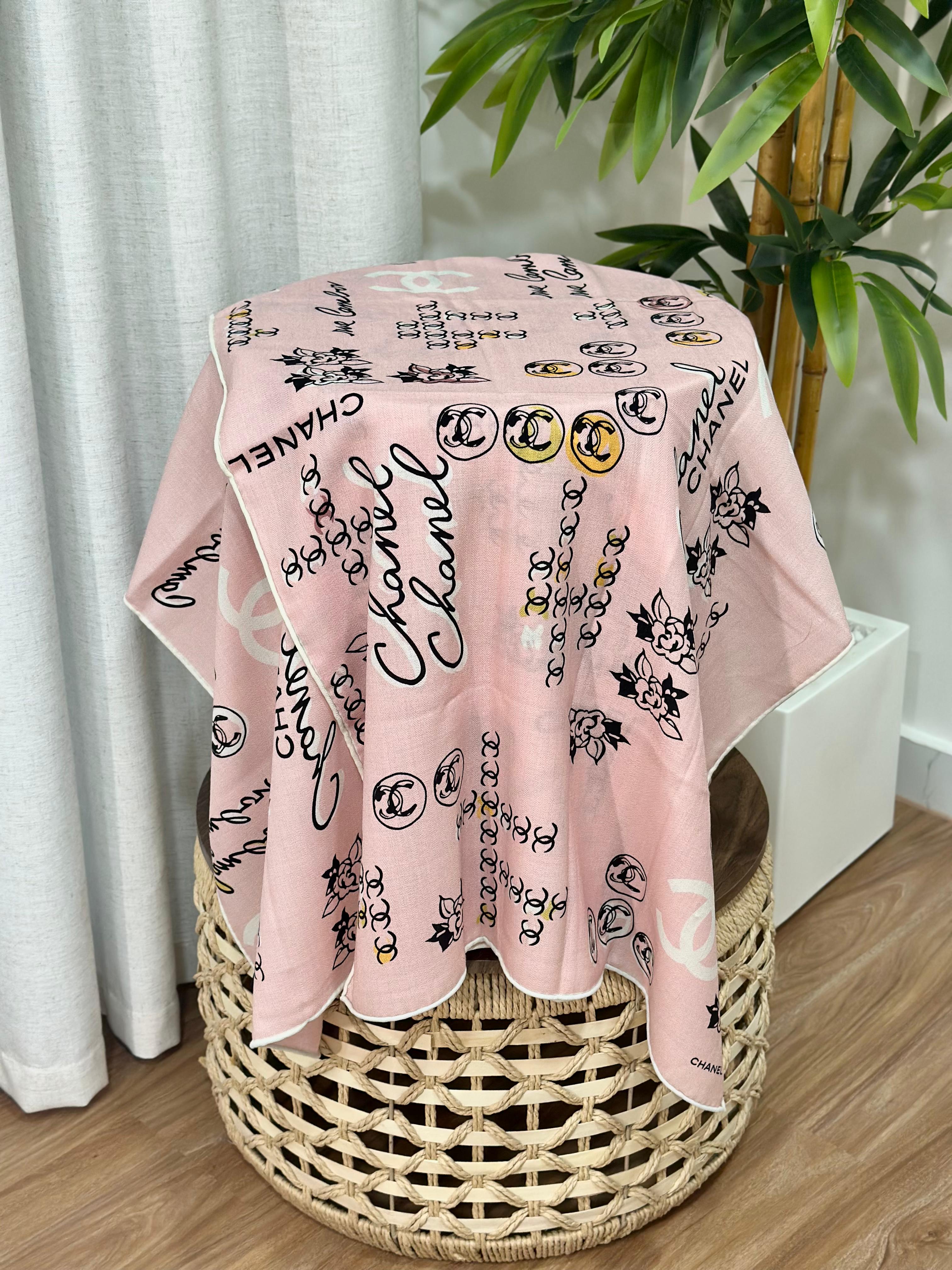Chanel Camellia CC Scarf (Pink/Multi)