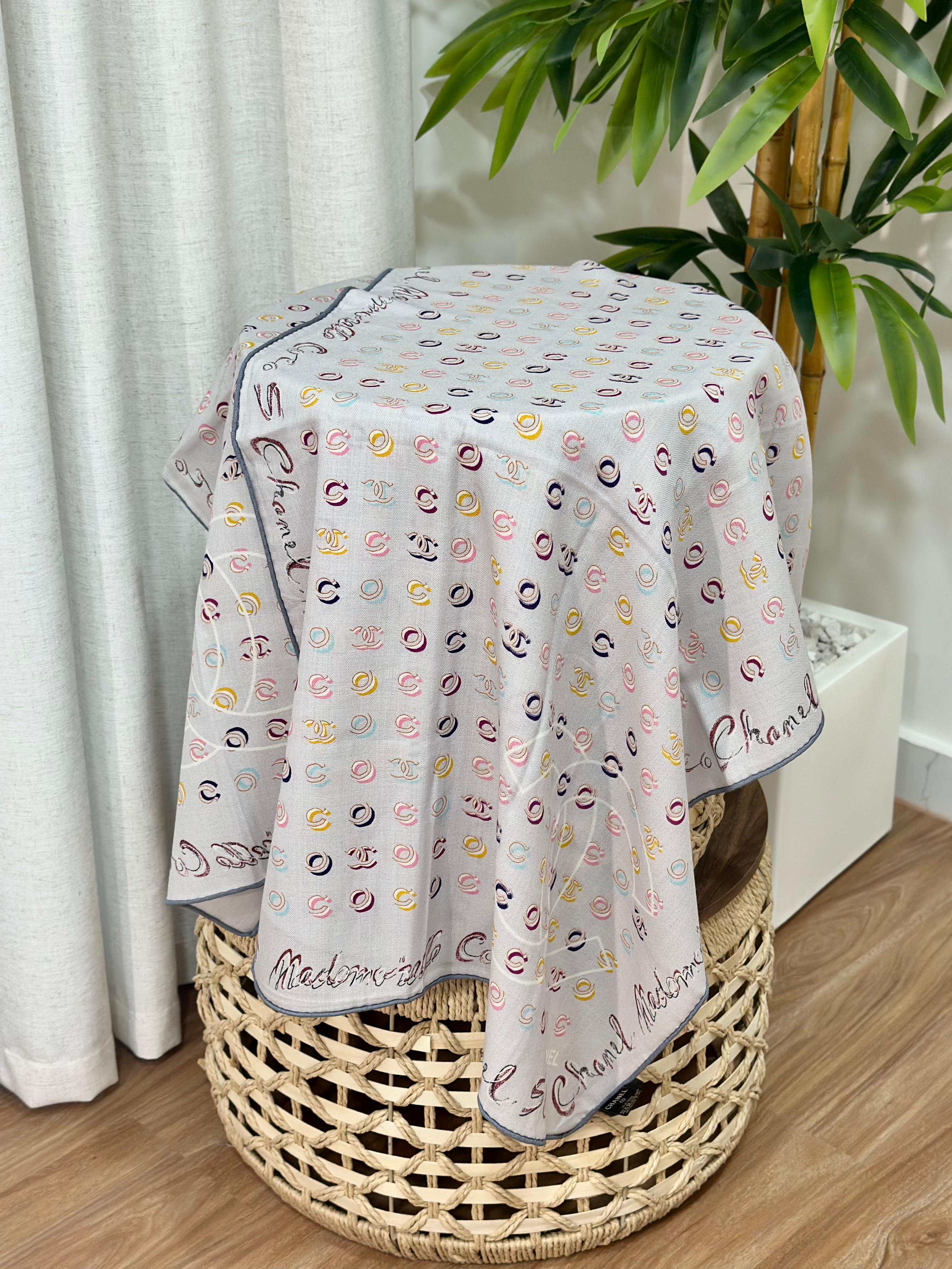 Chanel CC Monogram Scarf (Grey/Multi)