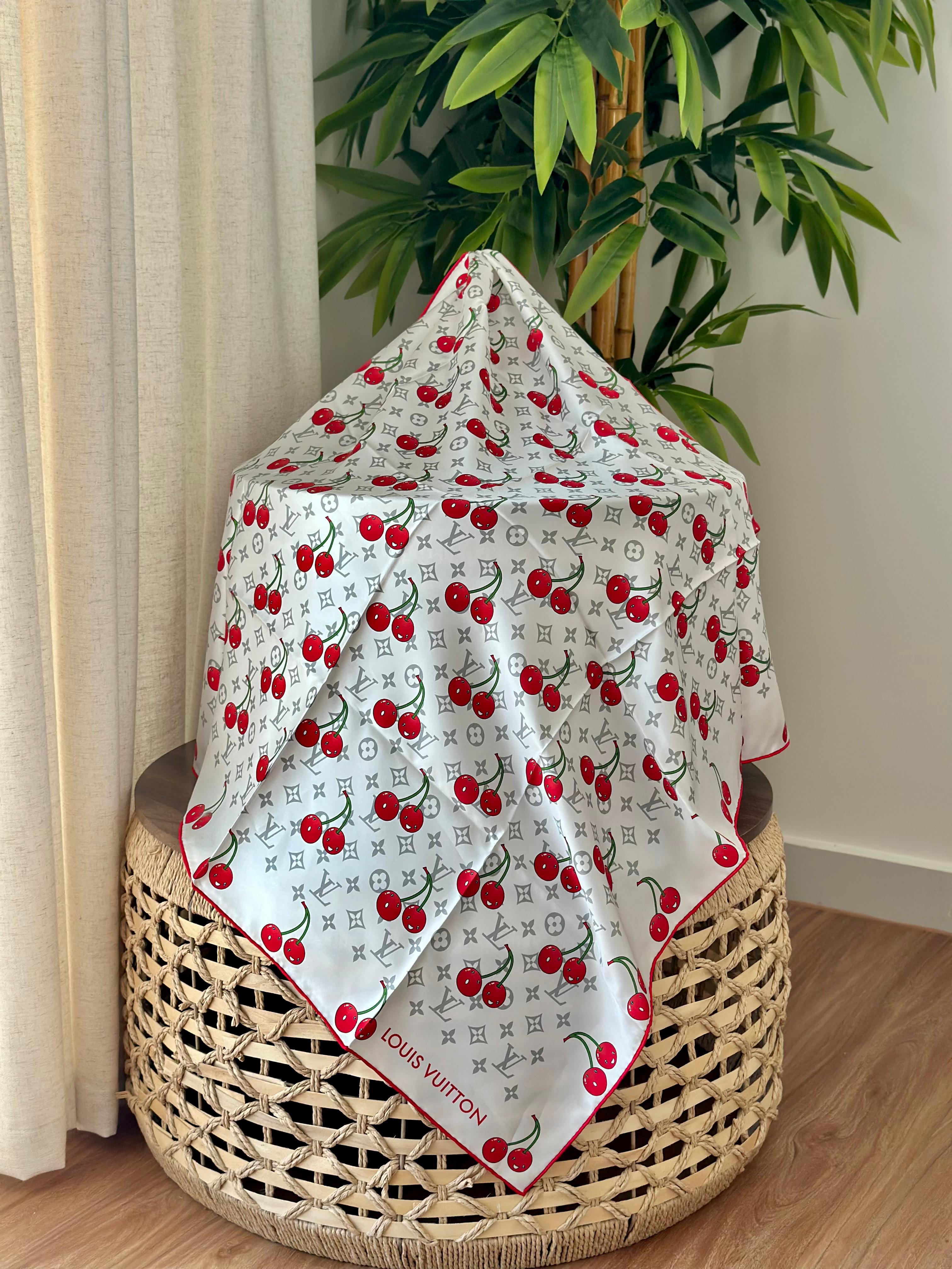 Louis Vuitton Monogram Cerises Square 90 (White/Red)