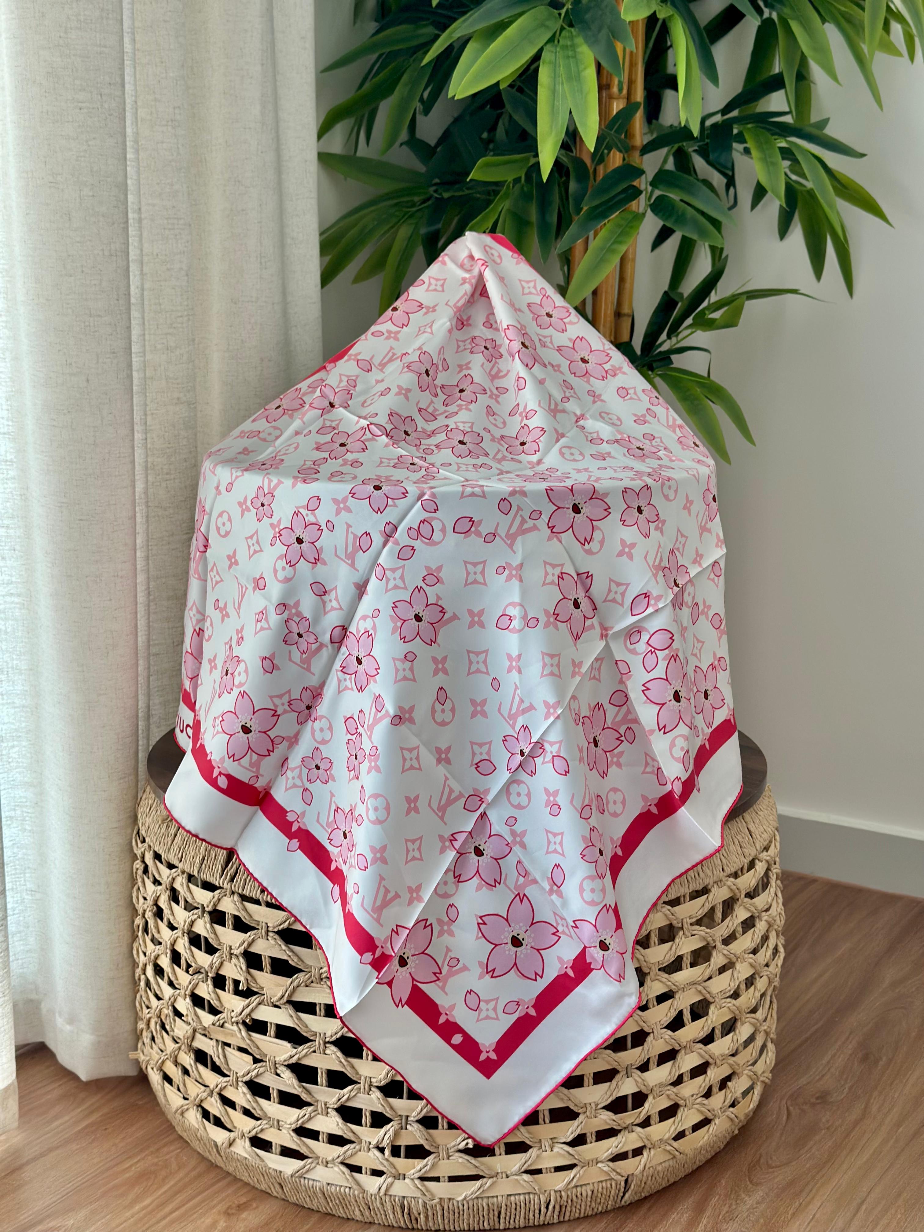 Louis Vuitton Monogram Cherry Blossom Square 90 (White/Pink)