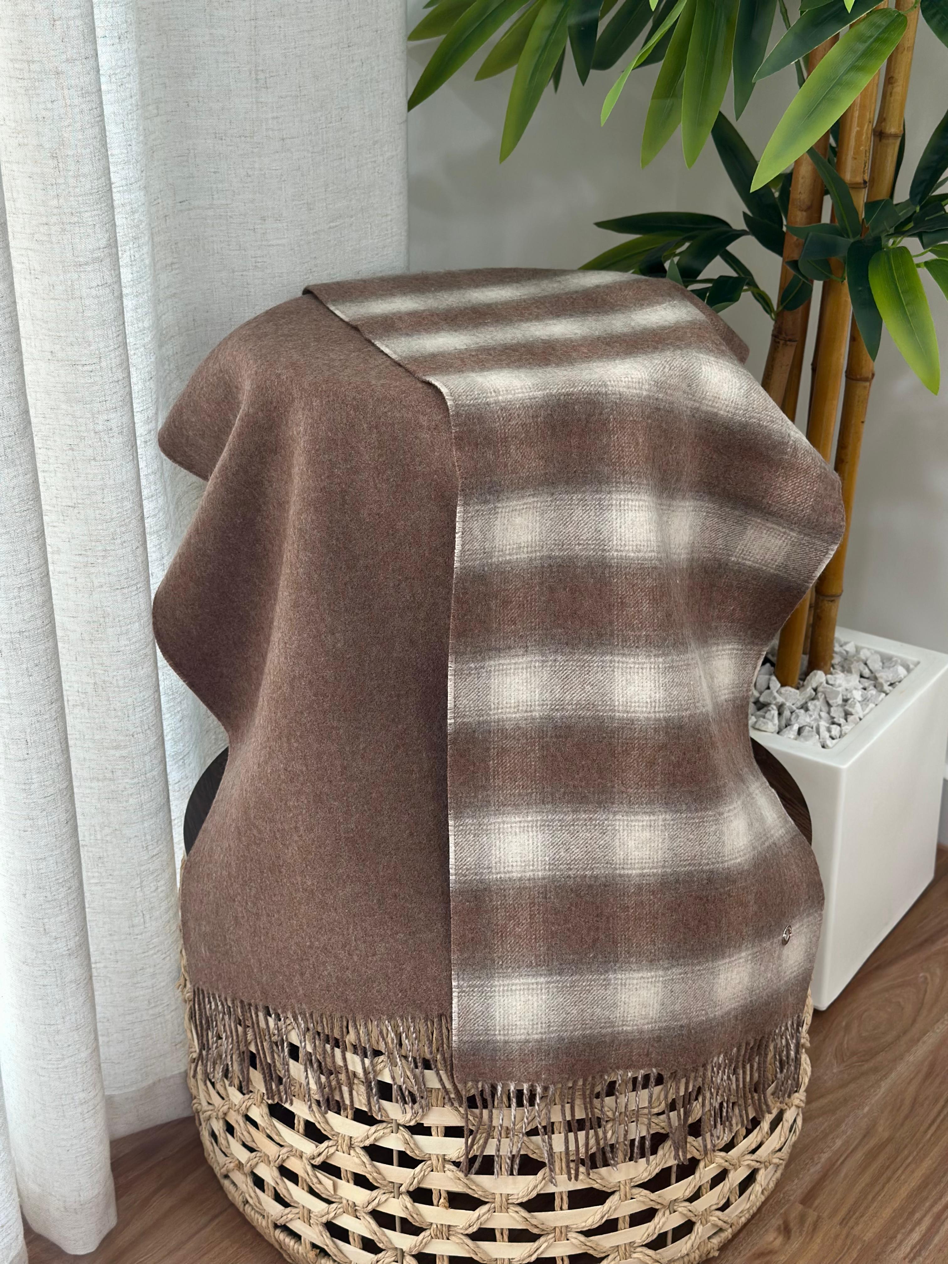 Loro Piana Double Face Scarf (Brown/Cream Check)