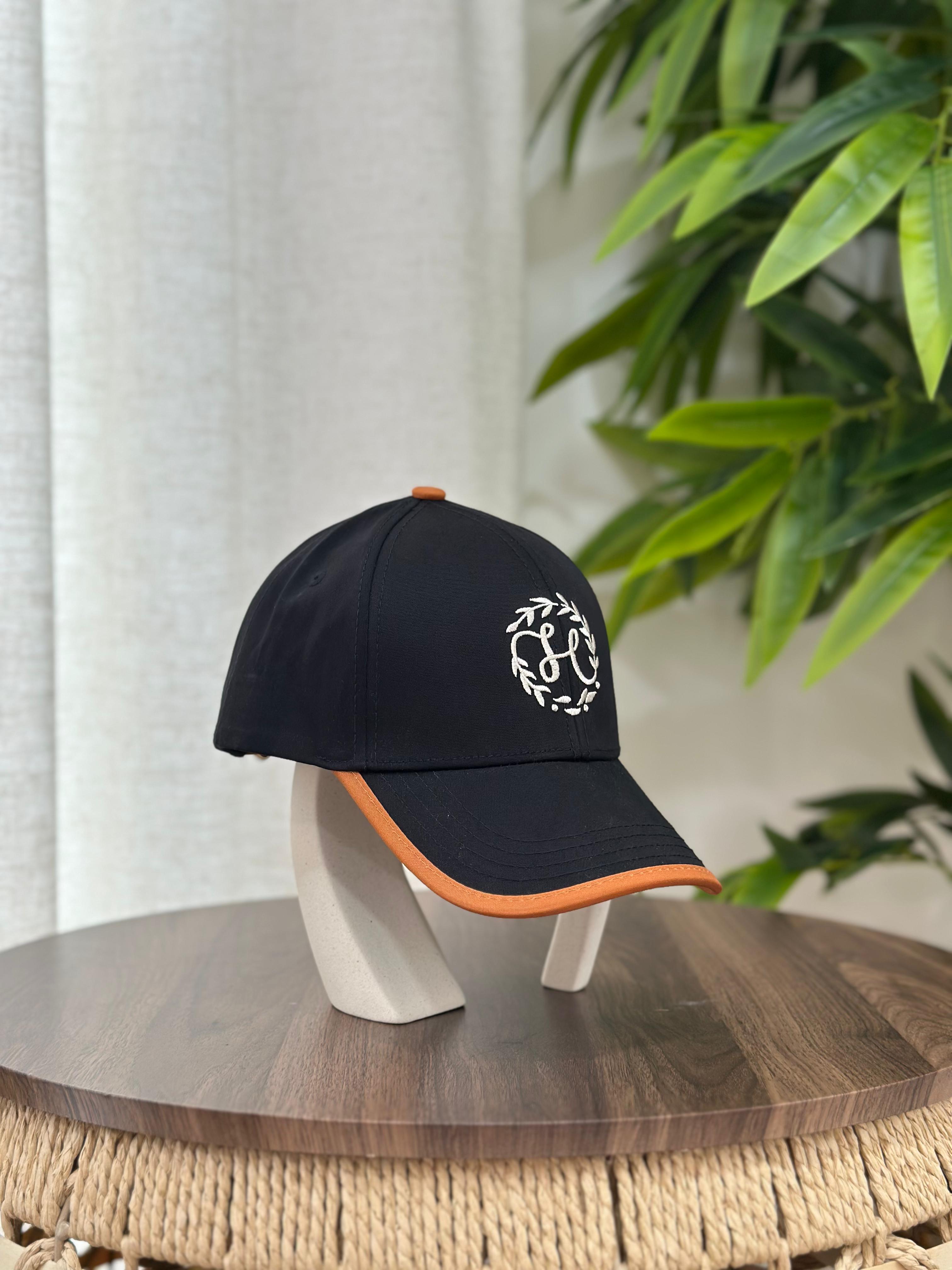 Hermès Serena "H" Couronne Cap (Noir/Orange)