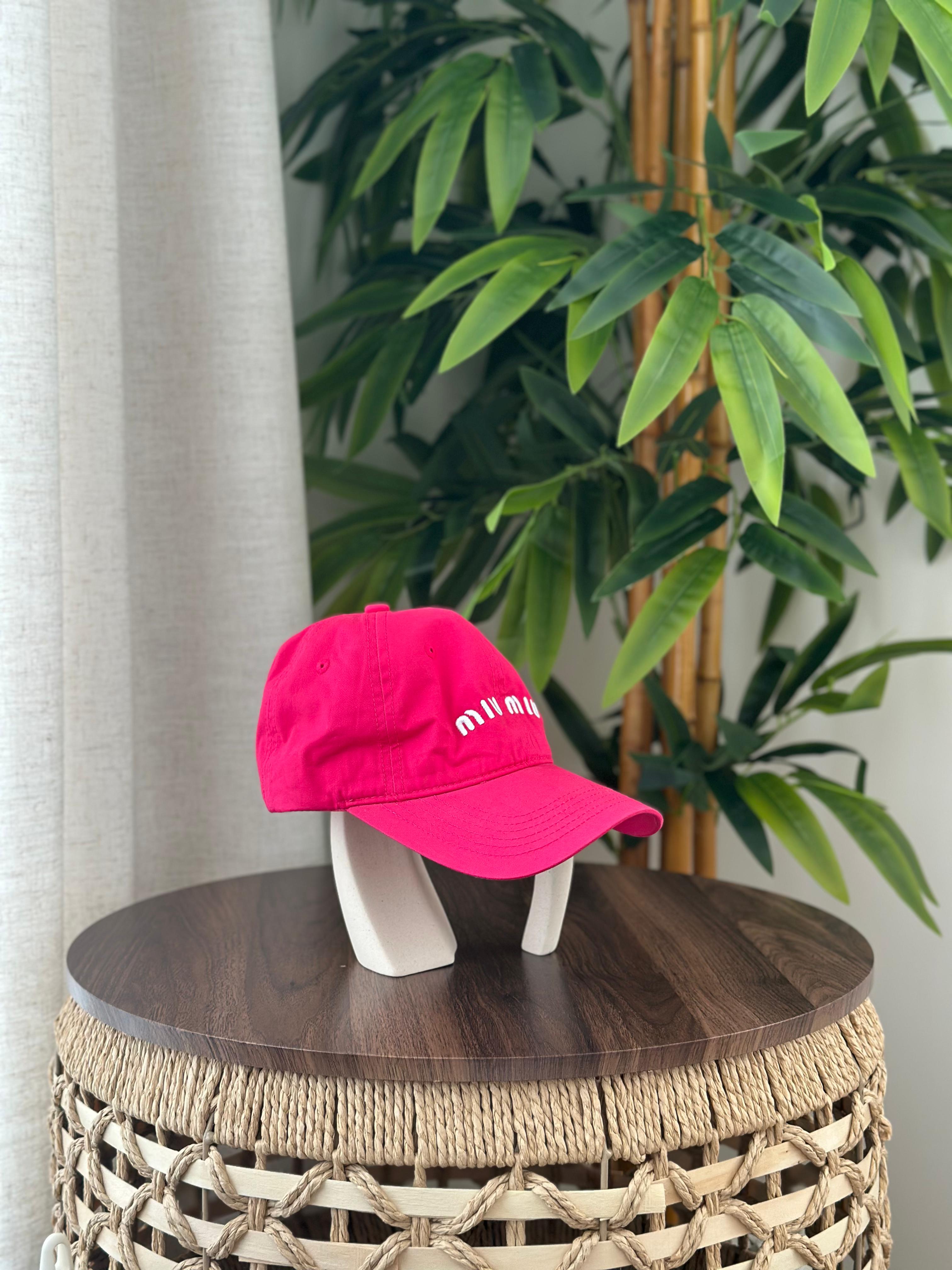 Miu Miu Embroidered Logo Cap (Fuchsia)