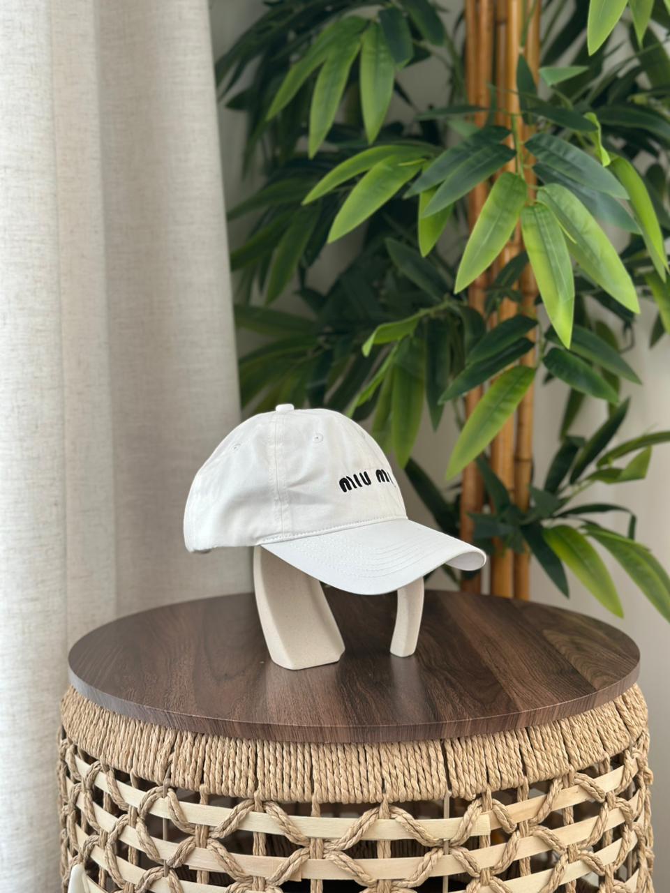 Miu Miu Embroidered Logo Cap (White/Black)