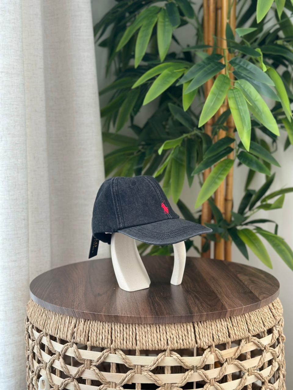 Polo Ralph Lauren Denim Ball Cap (Black Denim / Red Pony)