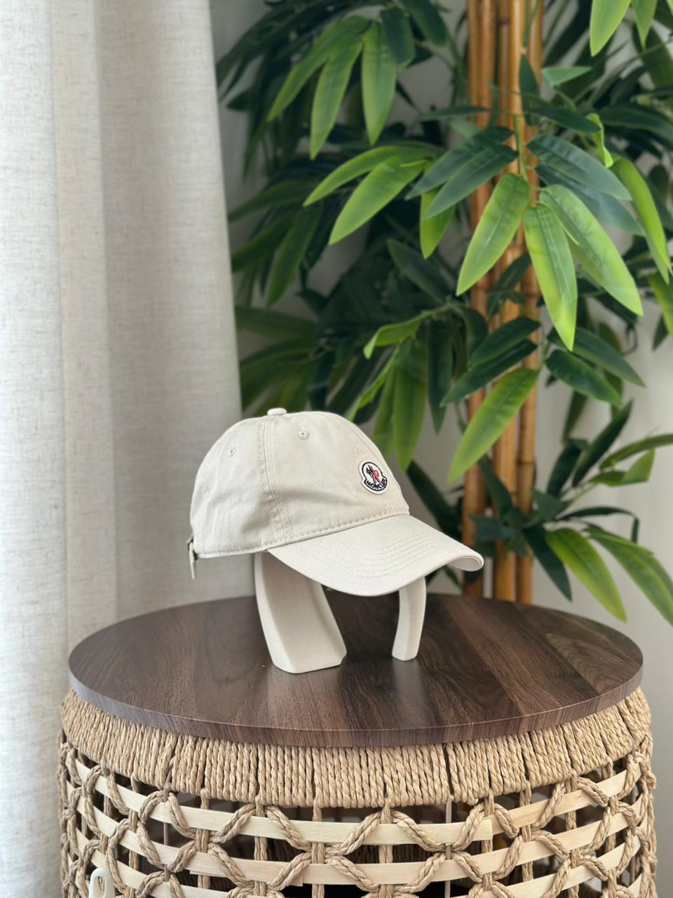 Moncler Cotton Gabardine Baseball Cap (Off-White/Beige)