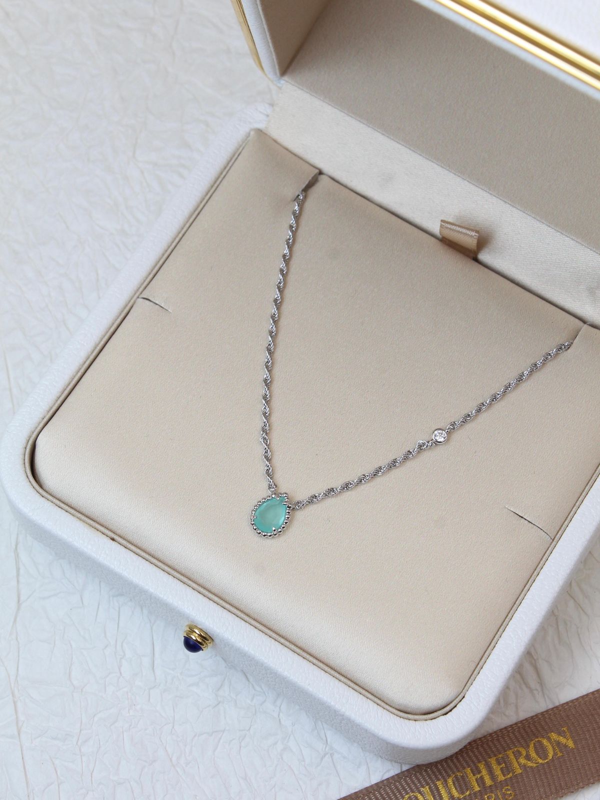 Boucheron Serpent Bohème Jewelry Set (White Gold with Aquaprase and Diamonds)