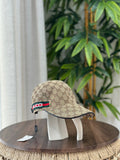 Gucci GG Canvas Baseball Hat with Web and Logo (Beige/Ebony)