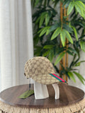 Gucci GG Canvas Baseball Hat with Web Detail (Beige/Ebony)