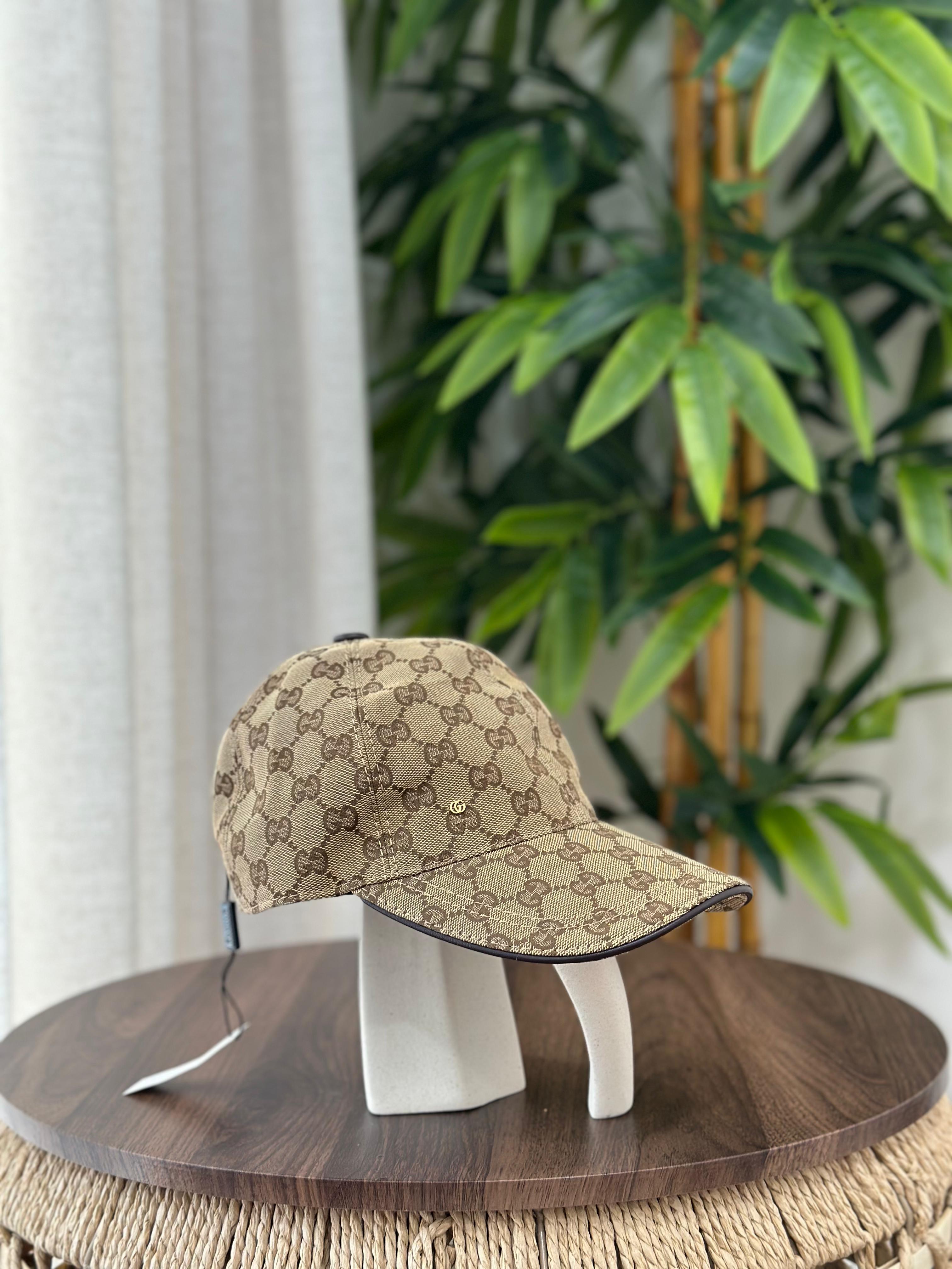 Gucci GG Canvas Baseball Hat with Miniature Double G (Beige/Ebony)