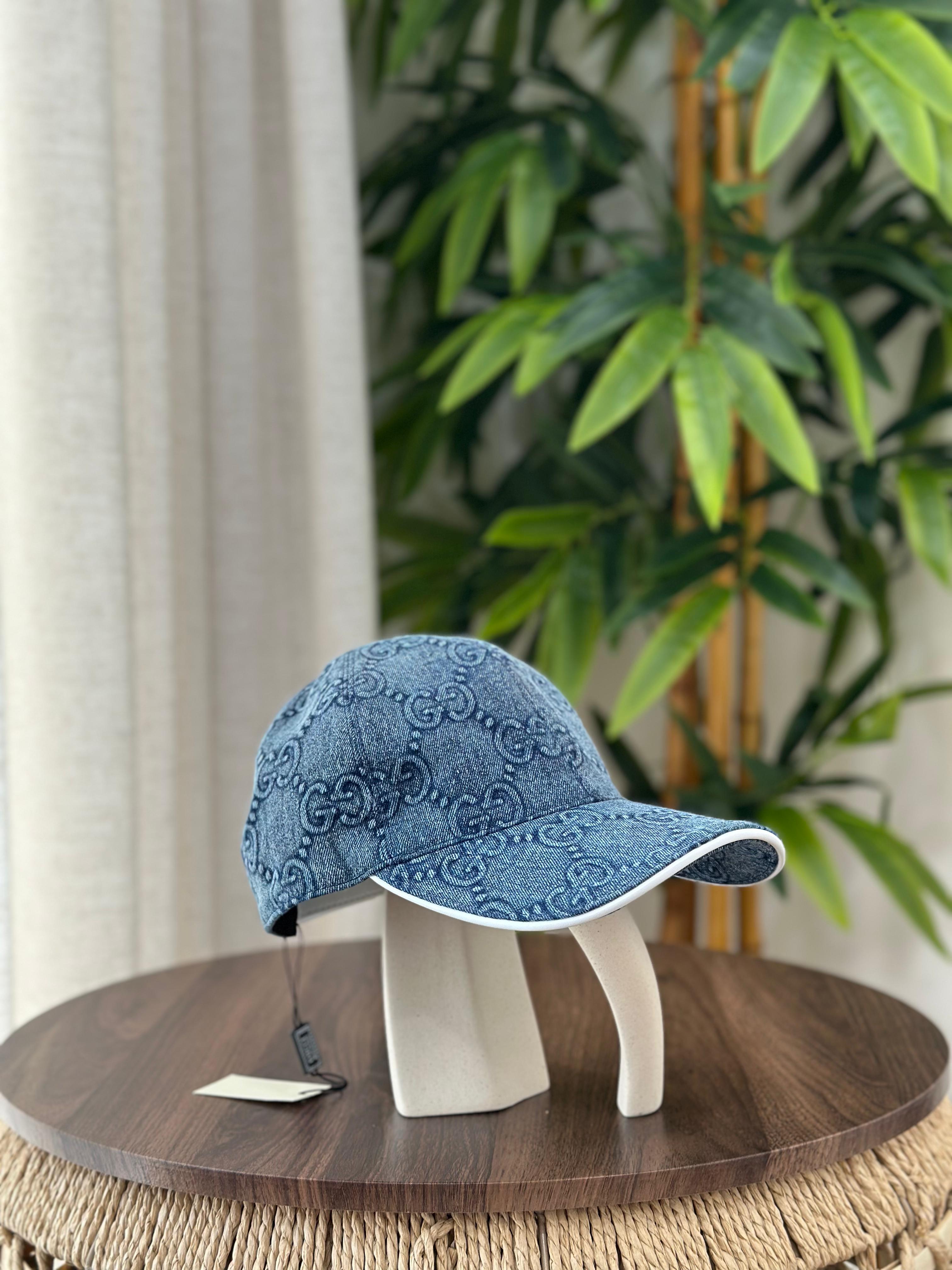 Gucci GG Denim Baseball Hat (Blue/White)