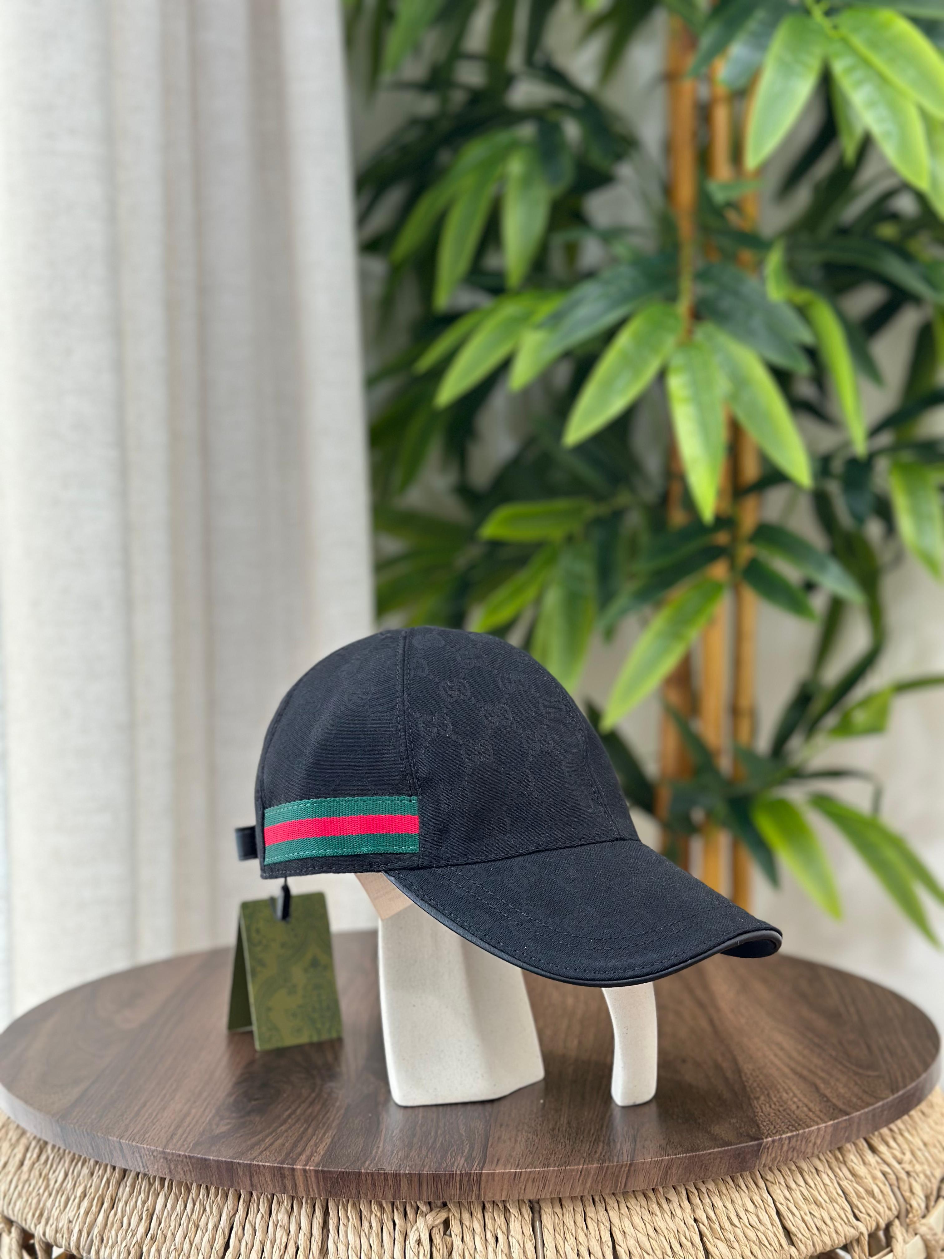 Gucci Original GG Canvas Baseball Hat with Web (Black)