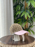 Gucci GG Canvas Baseball Hat with Leather Visor (Beige/Ebony & Pink)