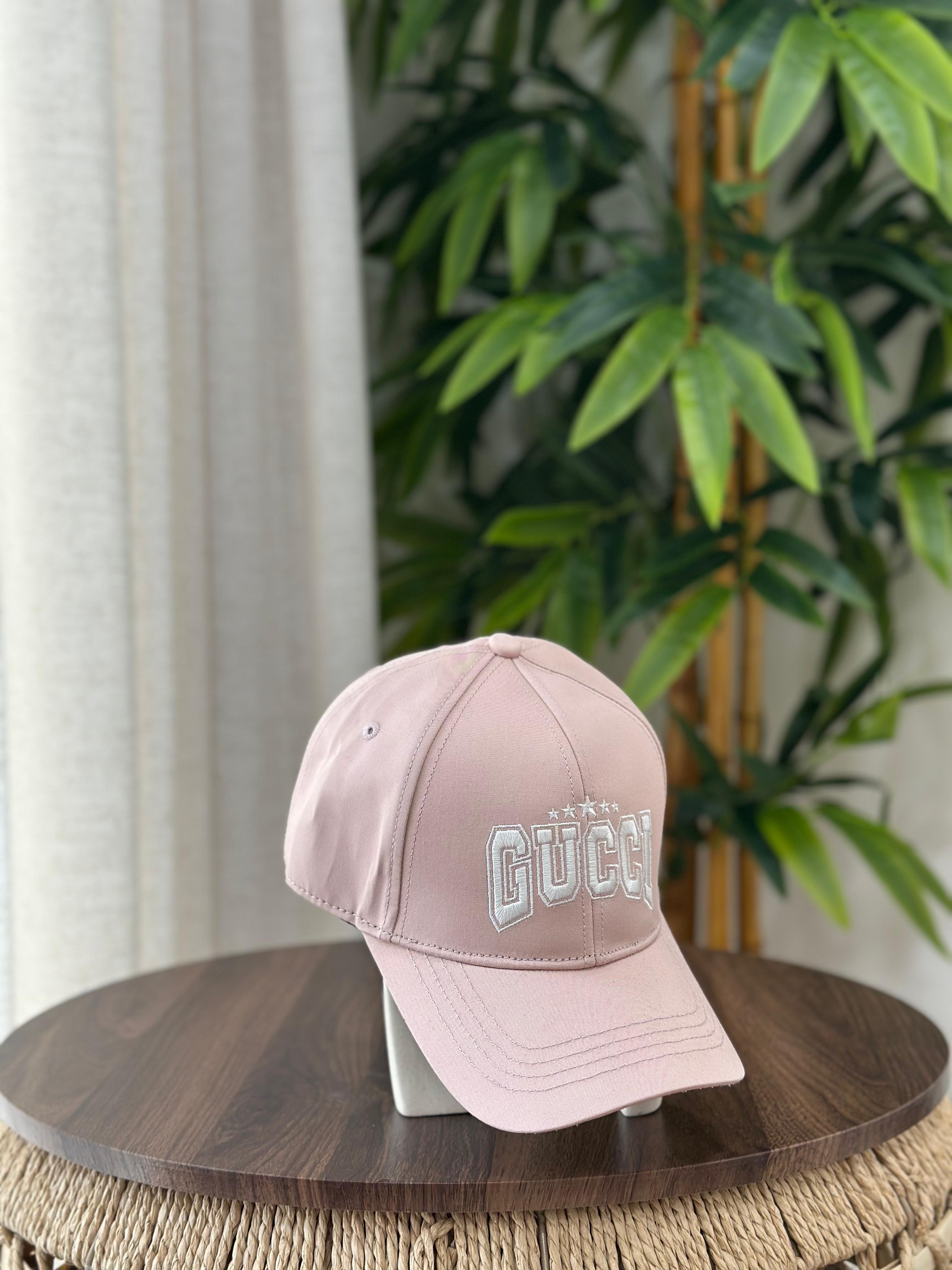 Gucci Logo Embroidery Cotton Baseball Hat (Pink)