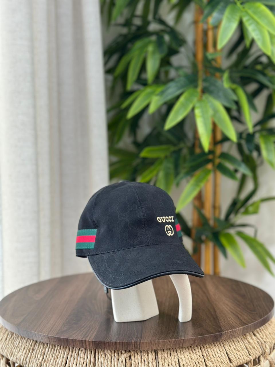 GG Canvas Baseball Hat with Web and Logo (Black)