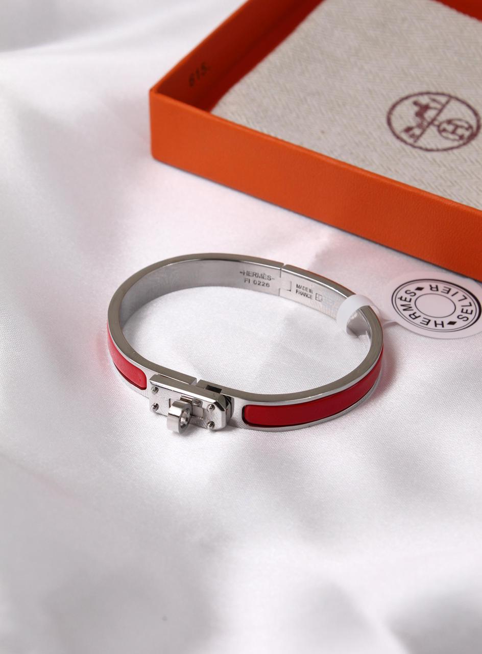 Hermès Kelly Enamel Bracelet (Rouge Casaque)