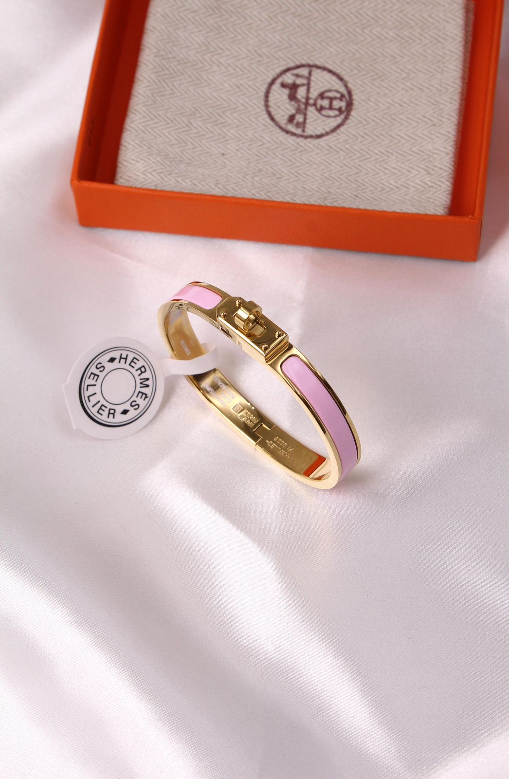 Hermès Kelly Enamel Bracelet (Rose Azalée)
