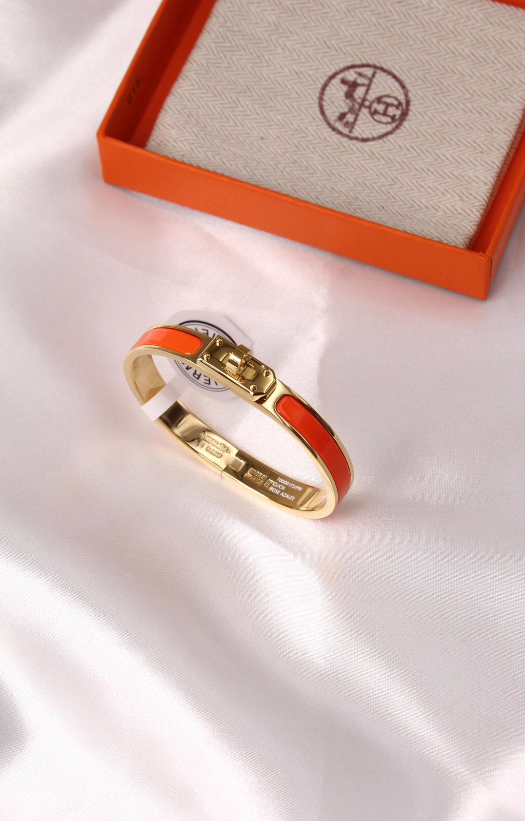 Hermès Kelly Enamel Bracelet (Orange/Gold)