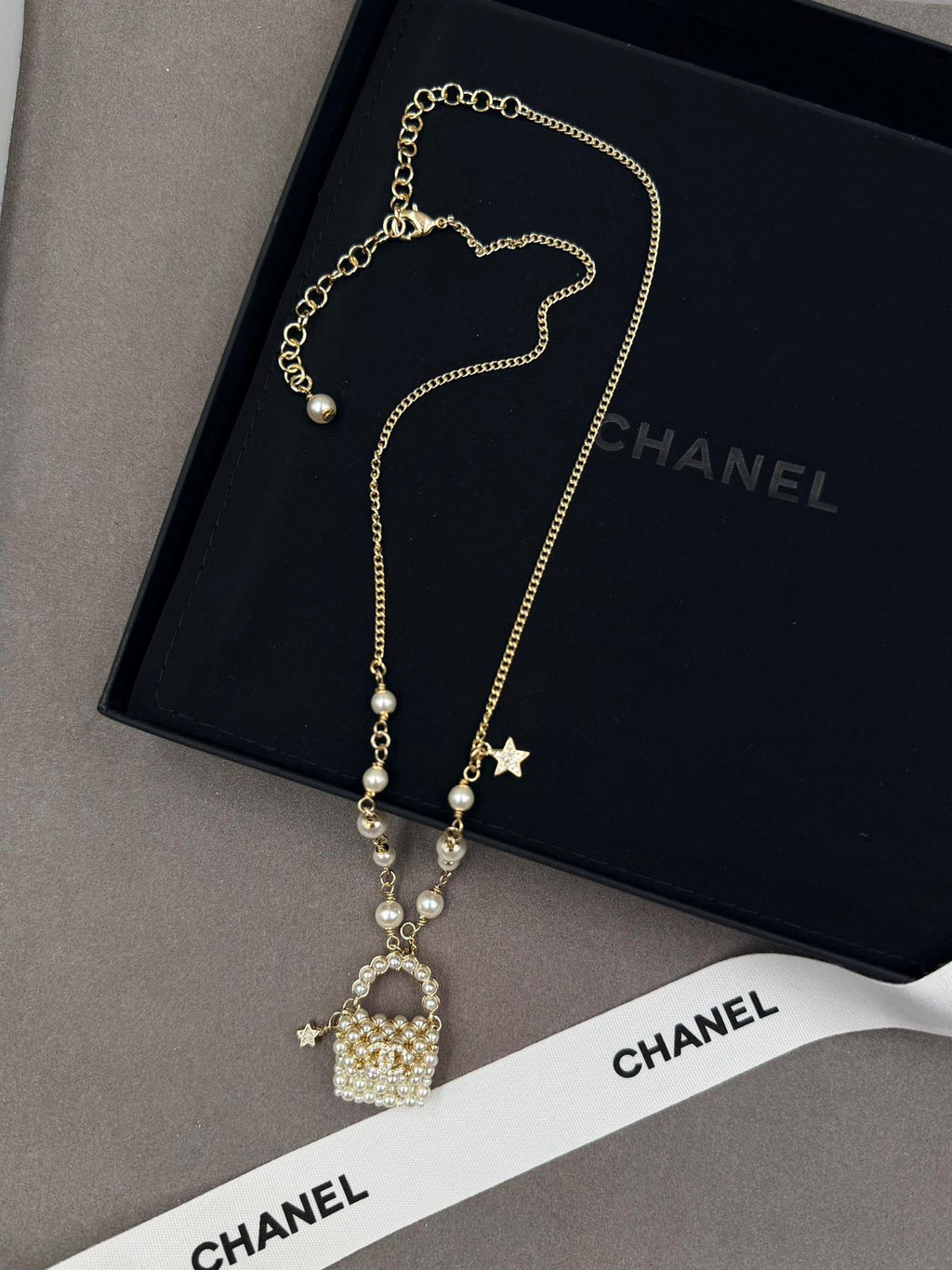 Chanel Pearl Micro Bag Jewelry Set (Gold/Pearl)