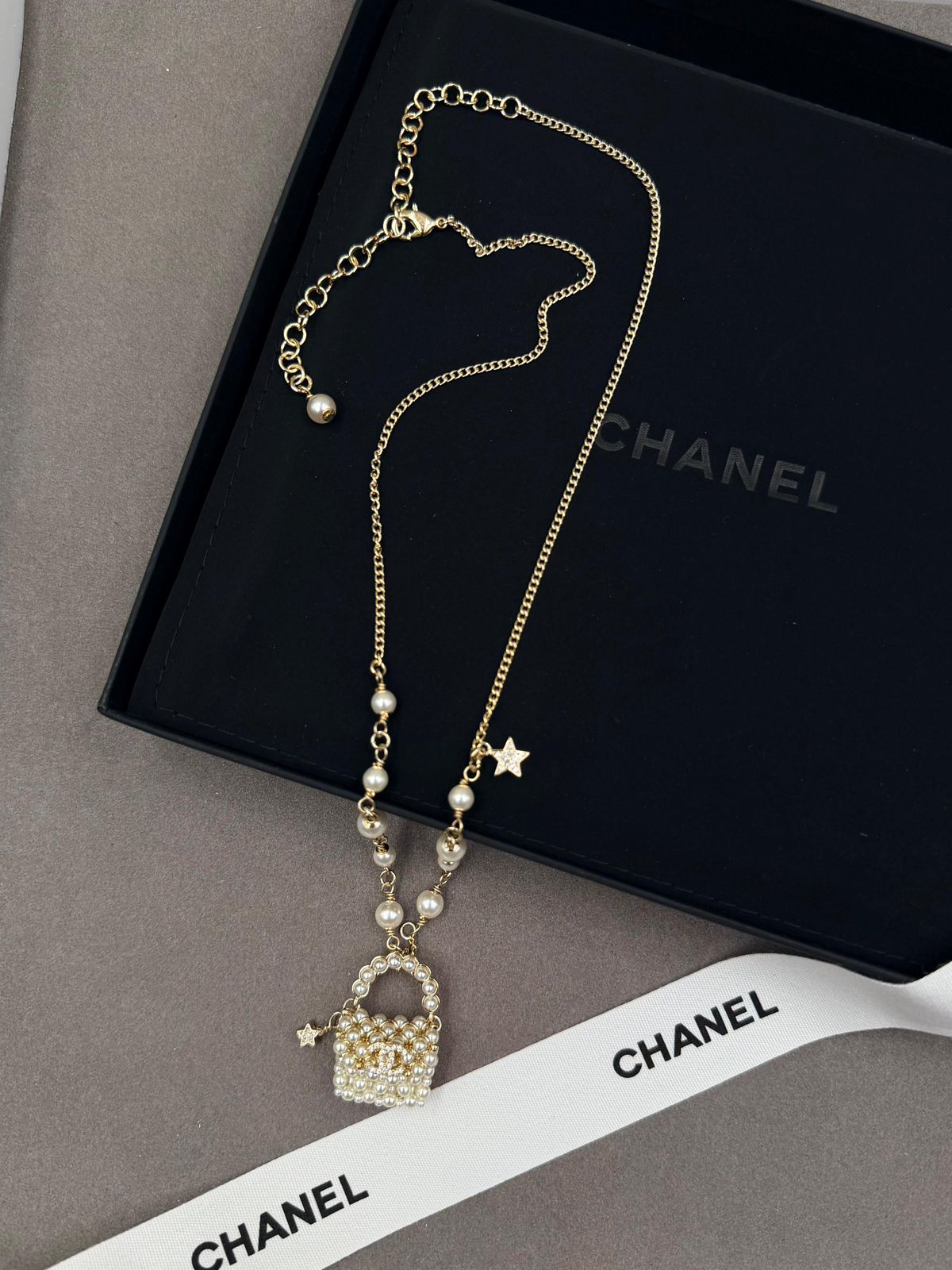 Chanel Pearl Micro Bag Jewelry Set (Gold/Pearl)
