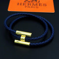 Hermès Glenan H Double Tour Bracelet (Navy Blue/Gold)