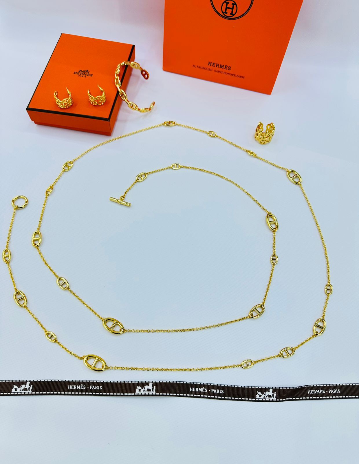 Hermès Chaine d'Ancre Enchaînée Jewelry Set (Gold)