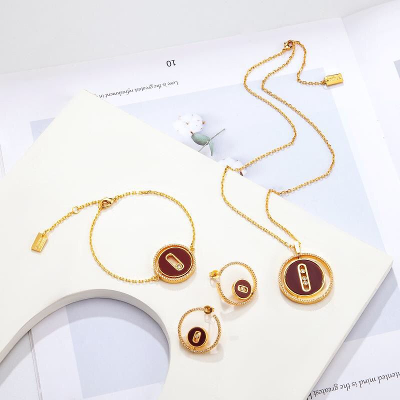 Messika Lucky Move Color Set (Yellow Gold and Burgundy/Carnelian)