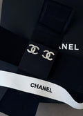Chanel CC Pearl and Crystal Stud Earrings (Silver / Pearly White)