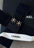 Chanel Snowflake CC Stud Earrings (Gold / Crystal)