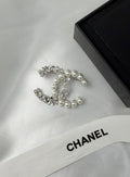 Chanel CC No. 5 Charm & Pearl Brooch (Silver)