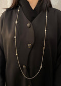 Chanel CC Heart & Pearl Long Sautoir Necklace (Gold/White/Crystal)