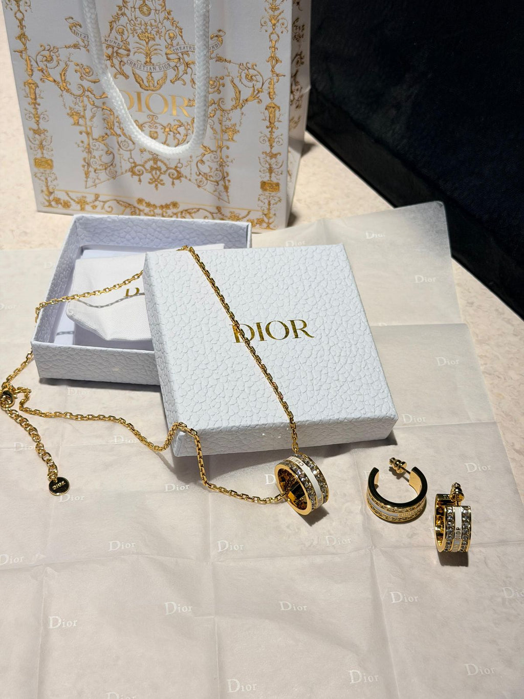 Dior Petit CD Jewelry Set (Gold/White/Crystal)