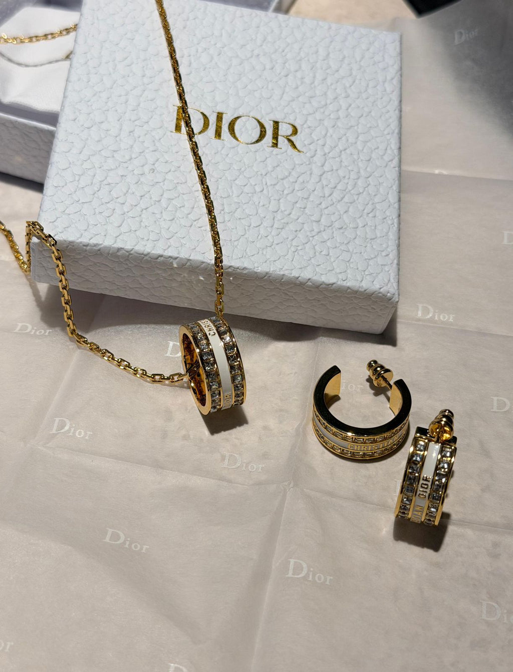 Dior Petit CD Jewelry Set (Gold/White/Crystal)