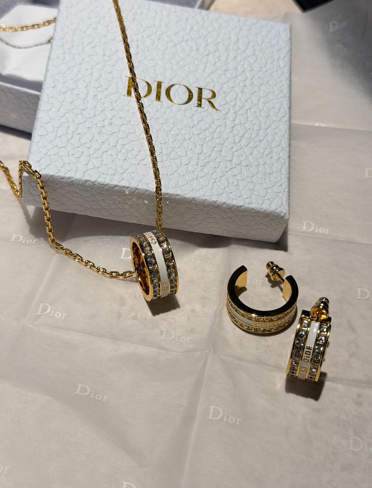 Dior Petit CD Jewelry Set (Gold/White/Crystal)