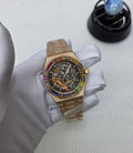 Audemars Piguet Royal Oak Double Balance Wheel Openworked Frosted Gold "Rainbow" (Frosted Rose Gold / Black Dial)